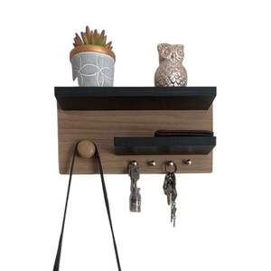 Organisateur d'entrée tendance, porte-lettres mural rustique en bois, décoration, porte-lettres en bois avec 4 crochets pour clés - Product Image 5