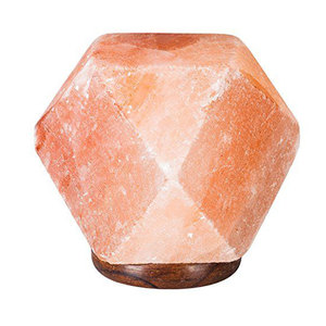 Lampe de sel de l'Himalaya écologique en forme de diamant, base en bois sculptée à la main, toucher naturel, thème naturel, transformez votre espace Sian - Product Image 3
