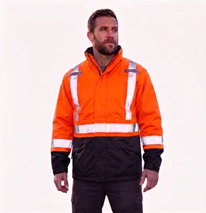 custom reflective hooded safety <b>jacket</b> men green blue <b>orange</b> color block waterproof windproof winter coat protective workwear - Product Image 5