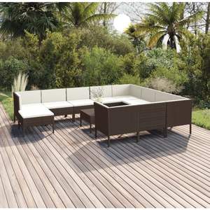 Conjunto de Muebles de Jardín de Ratán Sintético Marrón con Acero con Recubrimiento en Polvo y Poliéster, Muebles de Exterior Duraderos - Product Image 1