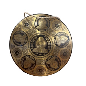 Cloche chantante en métal Gong tibétain traditionnel sculpté Design intégré pour le thème bouddhiste de guérison de méditation de yoga pour la maison - Product Image 3