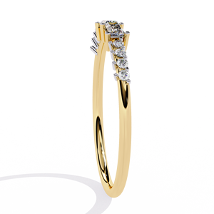Natural Diamond Eternity Wedding Match Band Ring Women's Leaf Twist Rose Gold 18K Gold Half Eternity Band Baguette Cut Diamonds - Product Image 4