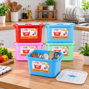 Durable 12L PP <b>Plastic</b> <b>Storage</b> <b>Bin</b> with Lid Square Organizer Box with Handles <b>for</b> Toys Hair Accessories Home Use - Product Image 5