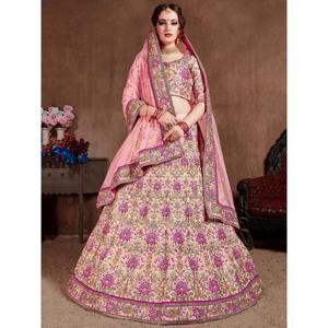 Arresting Pastel Pink Colored Bridal Wear Diseñador Bordado Lehenga choli - Product Image 6