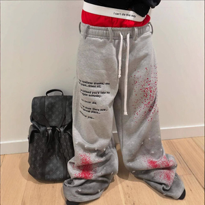 Pantalones de pana de pierna ancha de dos piezas con estampado de grafiti de doble capa, estilo hip hop, streetwear unisex para parejas, novedad 2026 - Product Image 5