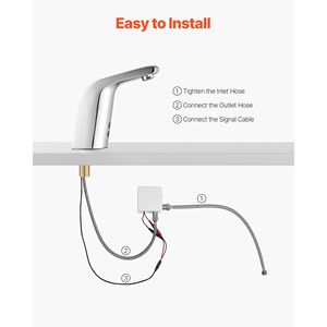 Rubinetto da Bagno Senza Contatto con Sensore di Movimento, Installazione a Foro Singolo, Funzionamento a Batteria per Acqua Fredda - Product Image 4