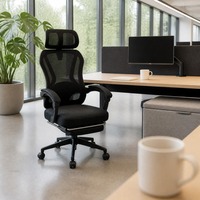 Chaise de bureau ergonomique en maille respirante avec appui-tête réglable et soutien lombaire