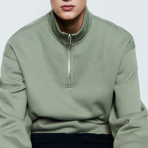 Sweat-shirt à col montant zippé pour homme, coupe classique, couleur unie, en molleton bouclette, décontracté, manches longues, pour l'automne - Product Image 6