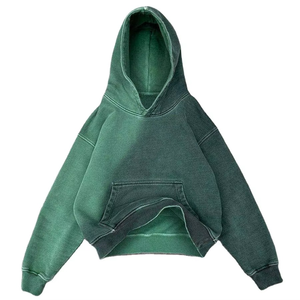 Sudadera con Capucha para Hombre Estilo Hip Hop Y2K con Lavado Ácido Degradado, Sudadera Desgastada con Bolsillos y Bordados Personalizable - Product Image 3