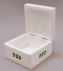 Boîte de rangement multifonctionnelle en marbre de luxe, design moderne et durable, avec couvercle, pour cotons-tiges et cure-dents - Product Image 4