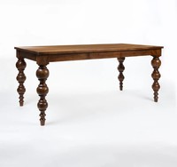 Ensemble de salle à manger rustique en bois massif, table rectangulaire avec chaises à dossier en rotin, 7 pièces de mobilier pour la maison, l'appartement, l'hôtel