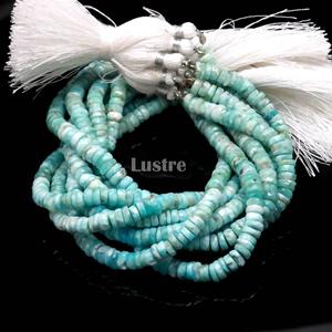 Cuentas de Larimar Natural Grado AAA, forma de neumático, 6 mm, 8 pulgadas, lisas, azules, gemas del Caribe, para fabricación de joyería, venta al por mayor, suministro a granel - Product Image 1