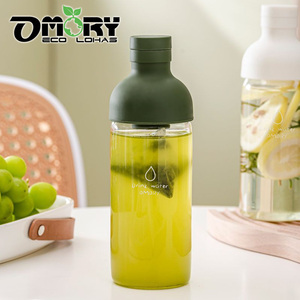 Botella de Agua de Vidrio OMOIRY de 20.5 cm con Tapa de Empuje y Tirón, Diseño Minimalista Transparente para Viajes, Unisex - Product Image 2