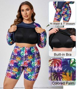 Traje de Baño de Dos Piezas para Mujer, Manga Larga, Bloques de Color, con Protección Solar de Secado Rápido para Surf y Actividades al Aire Libre - Product Image 5
