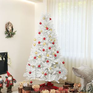Albero di Natale bianco non illuminato da 7,5 piedi con punte di rami 1346 per Auto aperto e Base in acciaio per decorazioni per le vacanze domestiche - Product Image 2