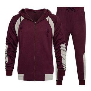 Conjunto Deportivo para Hombre con Cierre, Sudadera con Bloques de Color y Pantalones Jogger, 2 Piezas, Ropa Deportiva de Felpa Francesa Gruesa - Product Image 1