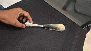 Calidad Natural 21cm de largo búfalo buey zapato cuerno níquel latón mango ágata vaca pulida artesanía estilo Animal mango de latón conjunto - Product Image 3