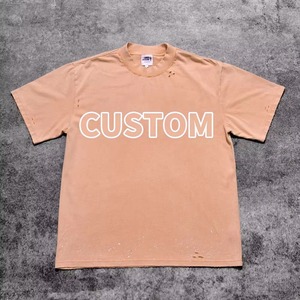 T-shirt personnalisé vintage streetwear pour homme, vêtement haut de gamme OEM, 100% coton lourd, style décontracté, design complexe - Product Image 1
