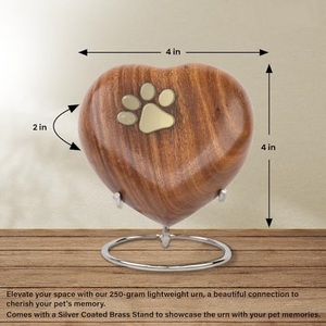 Sophisticated Wooden Heart Cremation Memorial <b>Keepsake</b> Urn <b>Ash</b> Holder Featuring Durable Premium Natural Wood Texture - Product Image 2