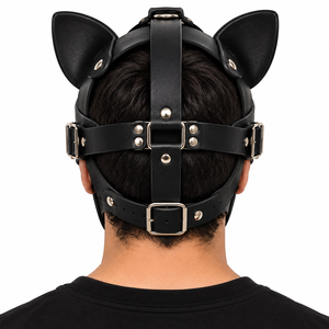 Máscara de Cuero Marrón para Perros, Máscara Facial Canina, Correas Ajustables, Bozal con Tachuelas, Accesorio de Disfraz K9 - Product Image 6