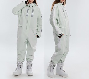 <b>Women</b> <b>One</b> <b>Piece</b> Snow <b>Suit</b> Waterproof Insulated <b>Ski</b> Jumpsuit Hooded Zipper Closure Pastel Colors Adult Winter Wear - Product Image 4