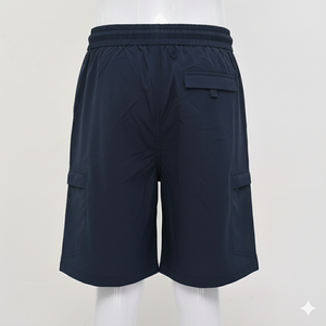 Short en satin noir personnalisé de qualité supérieure pour hommes, avec logo brodé, coupe-vent et imperméable - Product Image 6