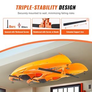 Supporto da Soffitto Regolabile per Kayak 2-in-1, Porta Canoa e SUP, Mensola Sospesa per Garage - Product Image 4