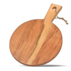 Planche à découper ronde en bois écologique faite à la main avec poignée de couteau, design multifonctionnel, compatible lave-vaisselle - Product Image 4