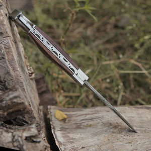 Navaja Plegable de Damasco con Mango de Asta de Ciervo, Navaja de Bolsillo para Exteriores, Navaja Plegable de Acero de Damasco Personalizada con Mango G10 - Product Image 3