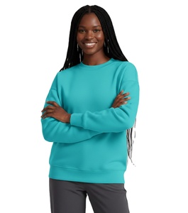 Custom Women's Autumn/Winter Printed Polyester/Cotton Fleece Solid Mockneck Drop Shoulder Baggy Long Sleeve Breathable Quick Dry - Product Image 1