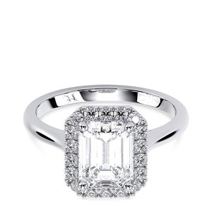 Anillo de compromiso de oro amarillo de 10K con diamante de laboratorio de corte esmeralda y halo, 1.5 CT, racimo rectangular, para aniversario de bodas, certificado IGI, rodio - Product Image 1