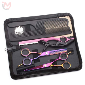 Juego de tijeras metálicas arcoíris, kit de aseo duradero, juego de peines para cortapelos, herramientas de estilismo arcoíris, kit de peluquería profesional - Product Image 4