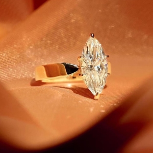 3 CT Marquise Moissanite Engagement <b>Ring</b>, 14K Gold Solitaire Bridal Jewelry, <b>Dainty</b> Anniversary Gift For Her, OM GEMS Jewelry - Product Image 2