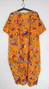 Vestido Kaftán de Algodón con Estampado Floral, Estilo Indio, Largo hasta la Rodilla, Encaje Vintage Hecho a Mano, Traje de Playa - Product Image 4