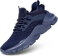Chaussures de sport pour hommes bleues à lacets, rehaussantes, tendance, pour le jogging, la gym et l'entraînement, en caoutchouc et maille