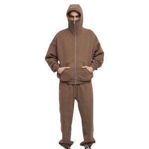 Prix de gros Personnalisé Hiver Automne 100% Coton Respirant Épais avec Poches Coupe Oversize Survêtement à Capuche avec Masque - Product Image 1