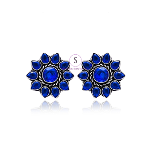 Pendientes de piedras preciosas de diseño azul hechos a mano, pendientes indios 100% para mujeres y niñas, joyería para fiesta de boda, ropa Mehndi - Product Image 1