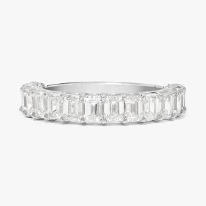 Bague d'éternité 3/4 en or massif 10K 14K avec émeraude et diamant de laboratoire, empilable, minimaliste, pour usage quotidien, bijoux fins, vente en gros - Product Image 4