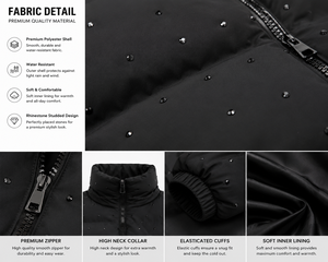 Custom Men's Black Puffer Jacket Winter Quilted Bubble Coat Lightweight Warm Zip Up Down Alternative Jacket OEM ODM Manufacturer - Product Image 5