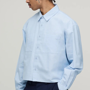 Camisa de Hombre Oversize Vintage con Logo Personalizado, Hombros Caídos, Botones, Estilo Urbano, Cuello Vuelto, Transpirable para Verano - Product Image 1