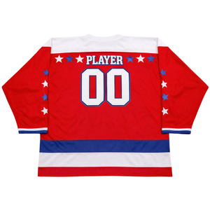 เสื้อฮอกกี้น้ำแข็งแบบซับลิเมชั่นสีแดงขาวน้ำเงินสั่งทำพิเศษ ชื่อทีม ชุดฮอกกี้ระดับโปร เสื้อฮอกกี้สำหรับผู้ชาย ระบายอากาศได้ดี เสื้อกีฬาฮอกกี้ - Product Image 2