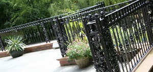 Traditional Victorian <b>Wall</b>-<b>Mounted</b> Wrought Iron Pipe Balcony Railing; Rust-Resistant Security Anti-theft Easy Assemble for - Product Image 3