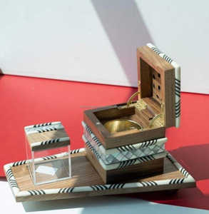 Madkhan ชุดเครื่องเขียนถาดถาดใส่มุกของโลกพร้อมกล่องอะคริลิคเรซิ่นฝาพลาสติกอะคาเซีย - Product Image 1