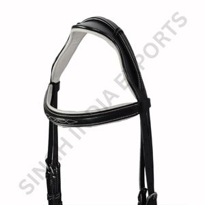 บังเหียนม้าหนังแท้แบบยกสูงพร้อมแผ่นรองนุ่ม ตกแต่งด้วยการเย็บแบบแฟนซี สำหรับขี่ม้าแบบจั๊มพ์โชว์ บังเหียนสำหรับขี่ม้าแบบอังกฤษ คุณภาพพรีเมียม - Product Image 5