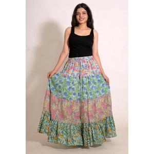 Indian Boho Cotton <b>Patchwork</b> Printed Maxi <b>Skirt</b> Handmade Long <b>Skirt</b> Unique Gift for Her - Product Image 4