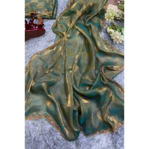 Designer Moti <b>Lace</b> Border Saree Elegant Evening Party Wear - Product Image 5