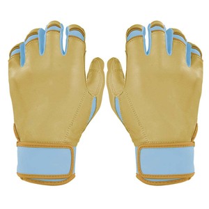 Gants de frappe en cuir beige et bleu clair avec fermeture auto-agrippante, unisexe, pour entraînement adulte - Product Image 1