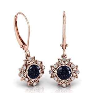 Pendientes de Aro de Piedra Arenisca Azul, Plata de Ley 925, Chapados en Oro de 14K, Joyería Clásica para Mujer, Certificación IGI, para Fiestas - Product Image 6