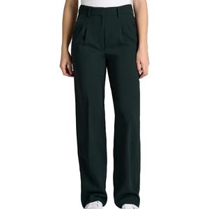 Pantalones formales de mujer de alta calidad con cierre de cremallera plisado, fabricante OEM de pantalones personalizados para damas, pantalones de mujer de color sólido. - Product Image 1