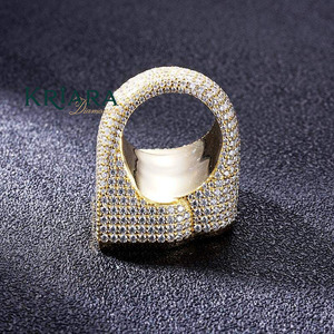 Anillo de cóctel de moissanita de plata 925 con baño de oro de 18K, engaste pavé, letra R, estilo hip-hop, unisex, para uso diario - Product Image 3